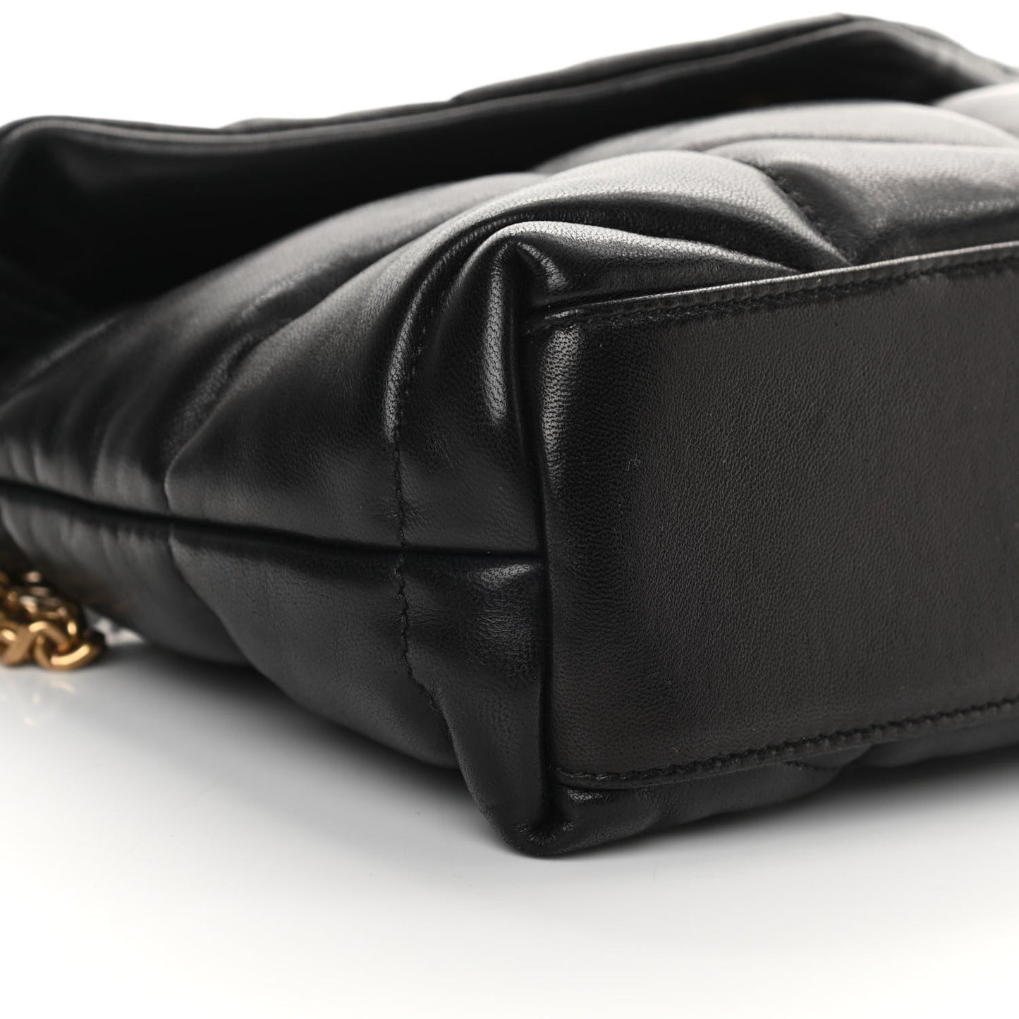 Lambskin Quilted Toy Loulou Puffer Monogram Chain Satchel Black