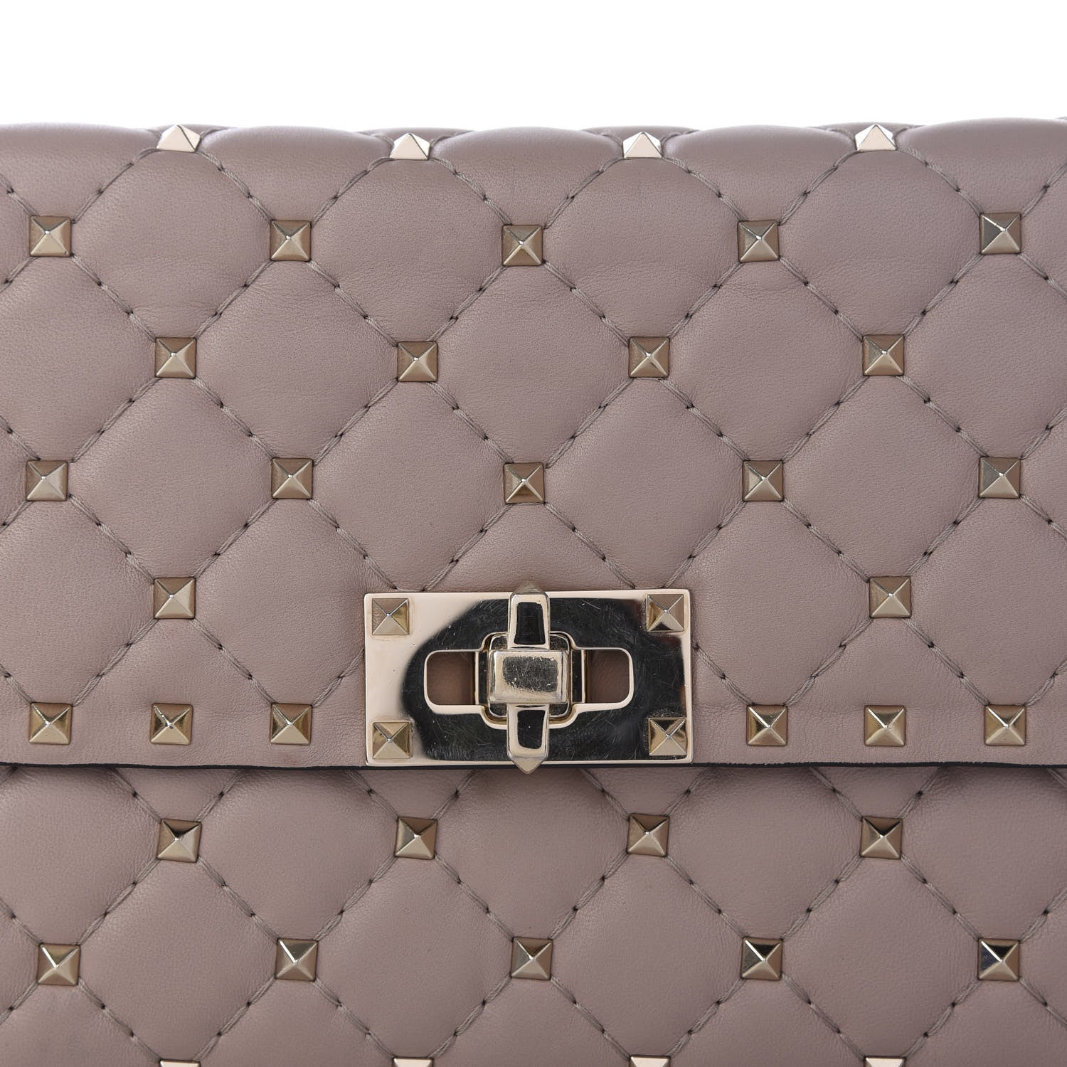 Valentino Garavani Lambskin Rockstud Spike Wallet on Chain Poudre 8 of 8