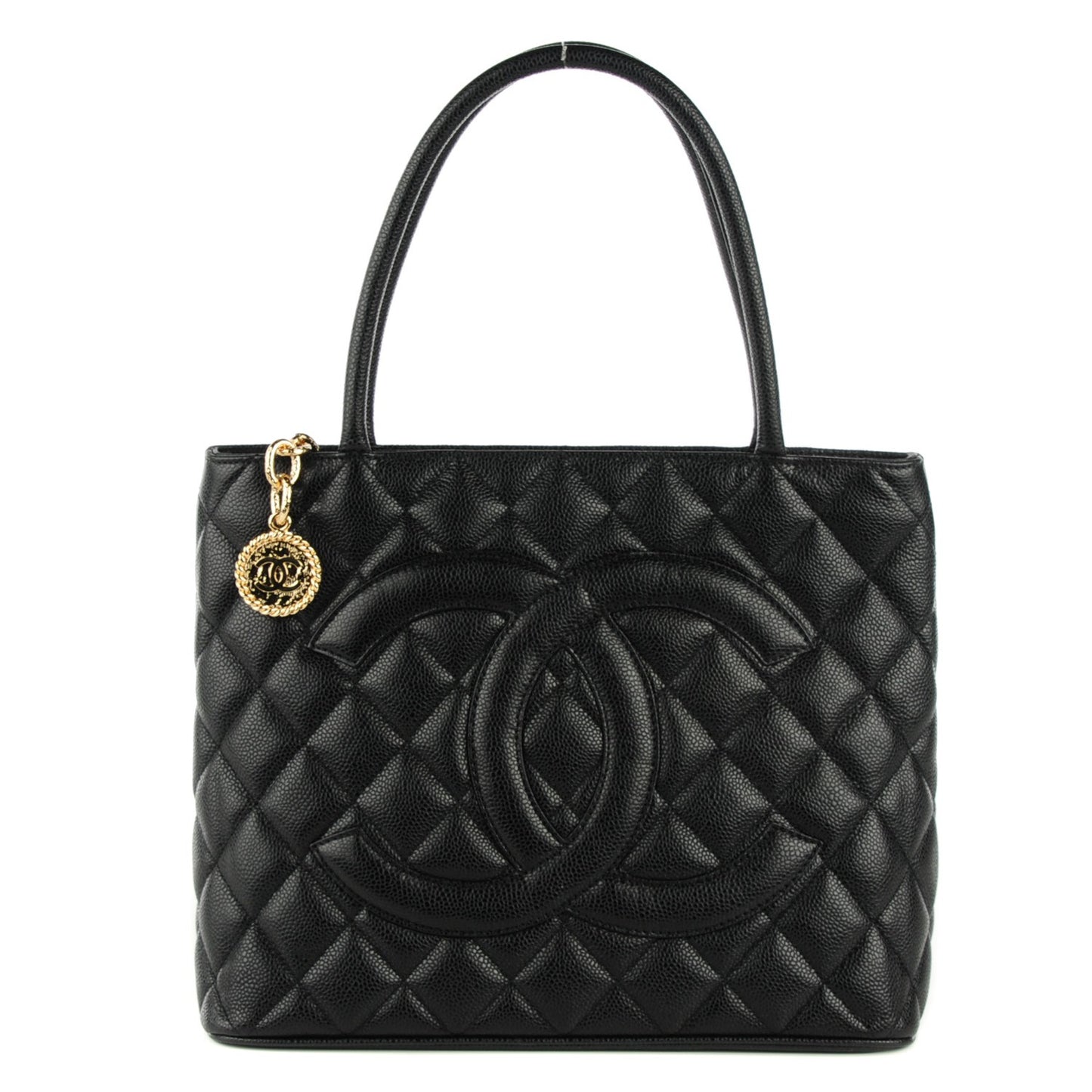 Caviar Quilted Medallion Tote Black