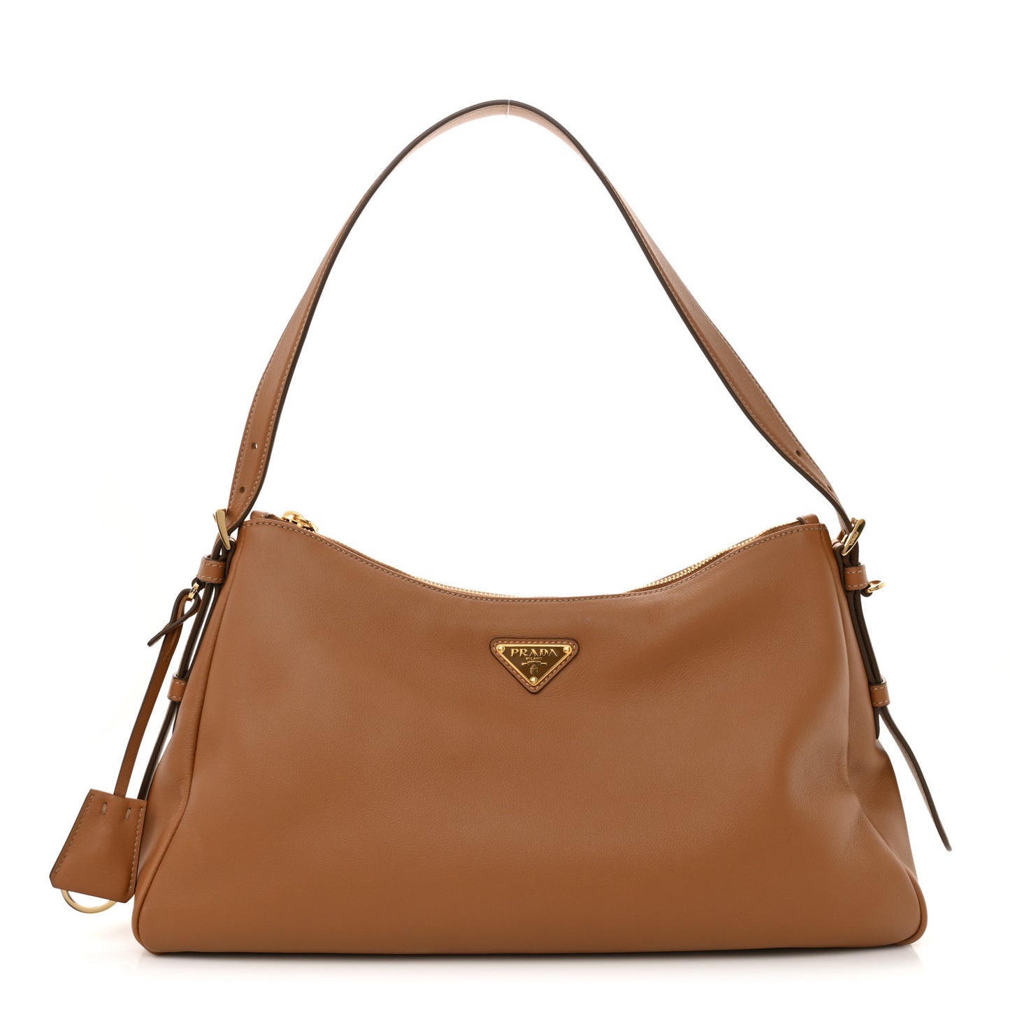 Soft Calfskin Large Aimée Shoulder Bag Caramel