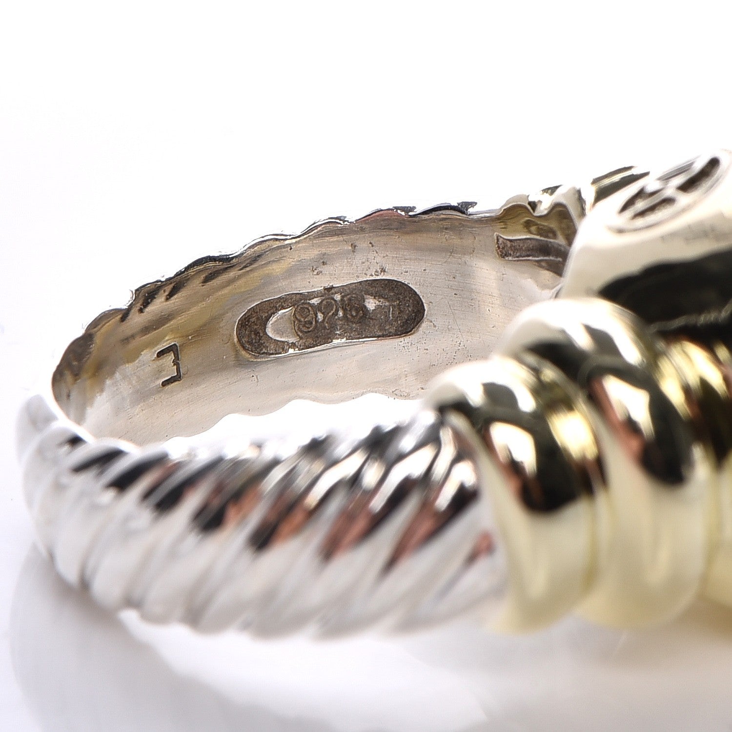 David Yurman Sterling Silver 14K Yellow Gold Citrine 14mm Noblesse Ring 54 7 5 of 6