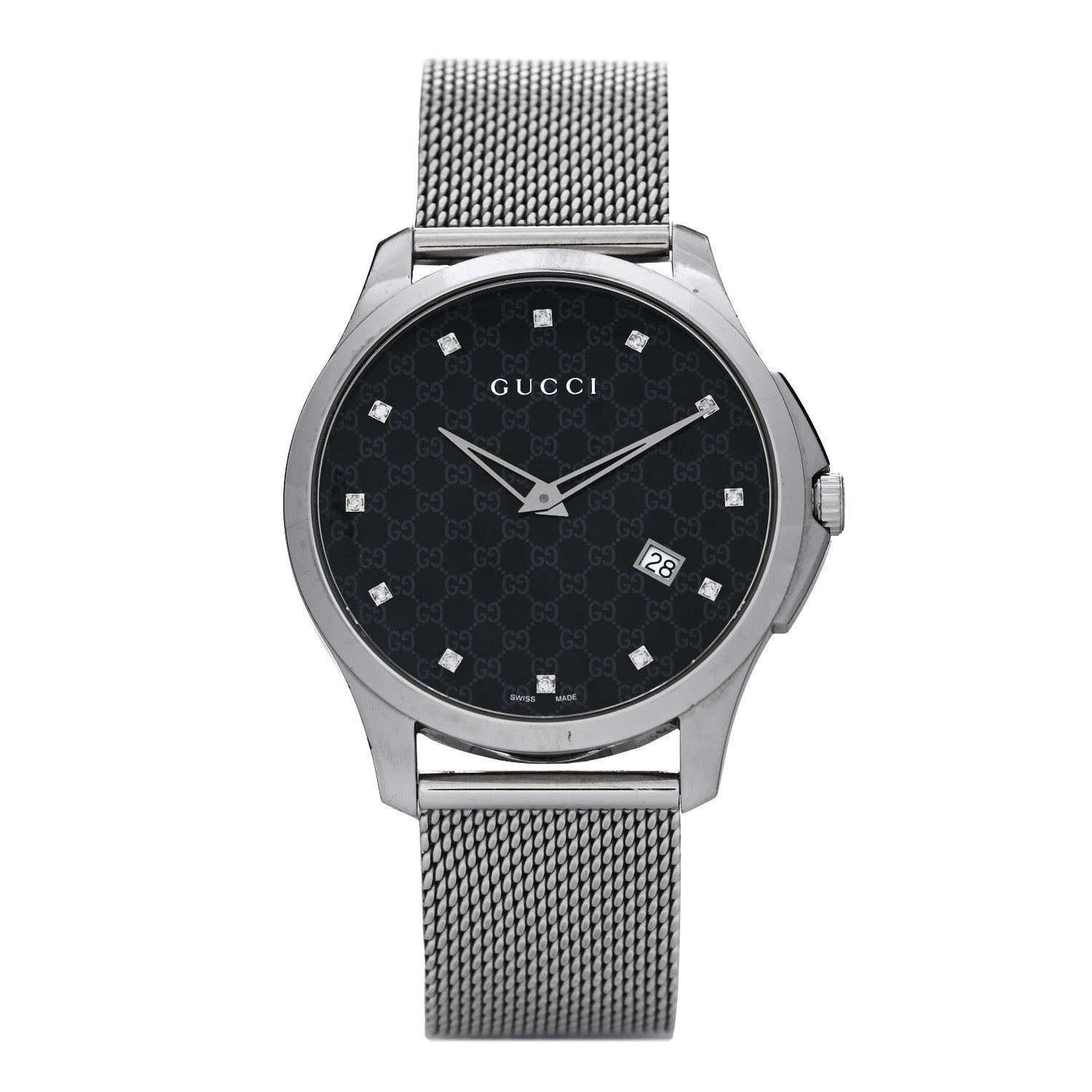 Gucci Stainless Steel Diamond 40mm G-Timeless Mesh Quartz Watch Black 1 of 4