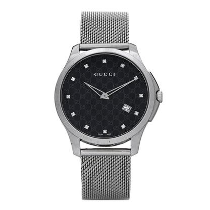 Gucci Stainless Steel Diamond 40mm G-Timeless Mesh Quartz Watch Black 1 of 4
