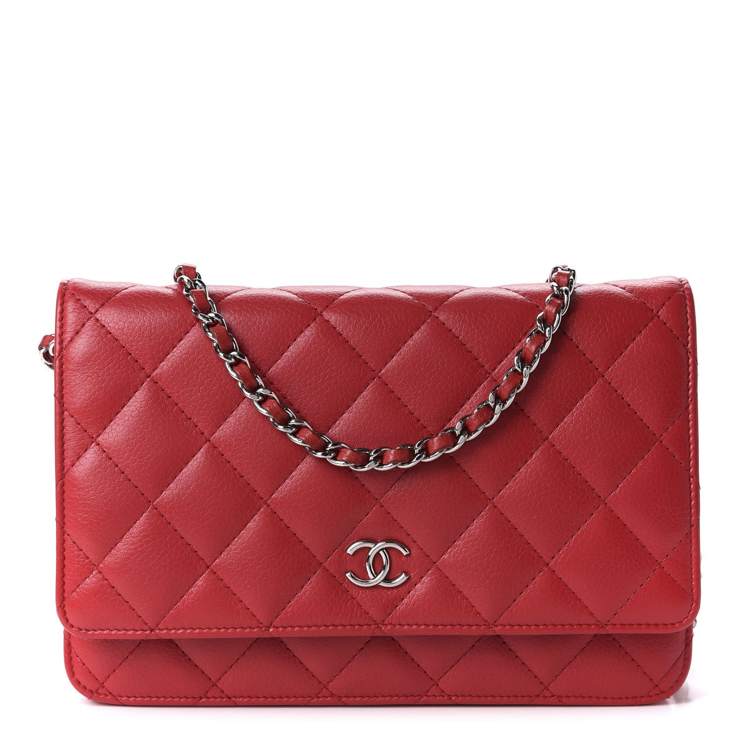 Caviar Quilted Wallet on Chain WOC Red