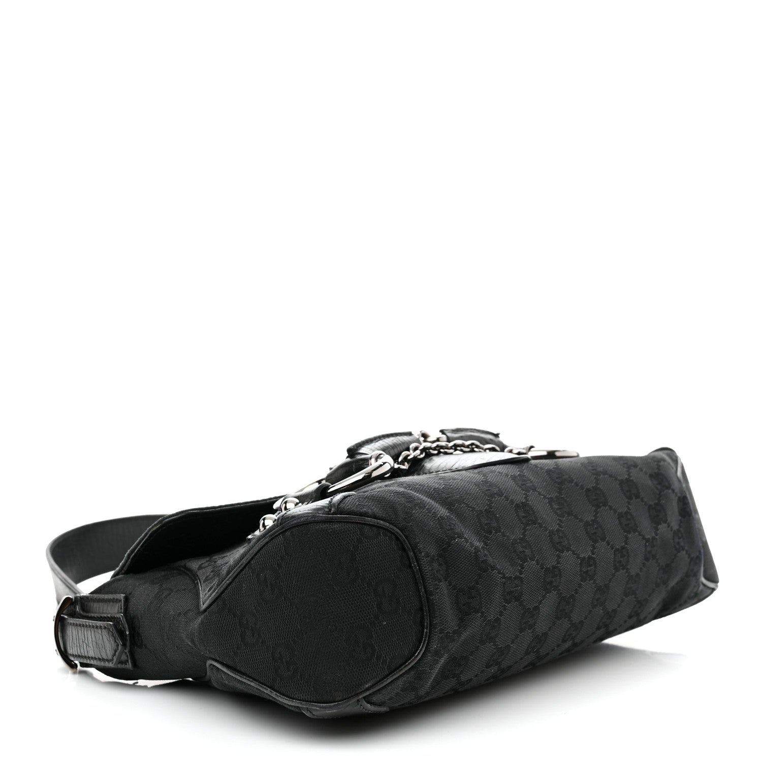 Gucci Monogram Horsebit Chain Flap Shoulder Bag Black 4 of 18