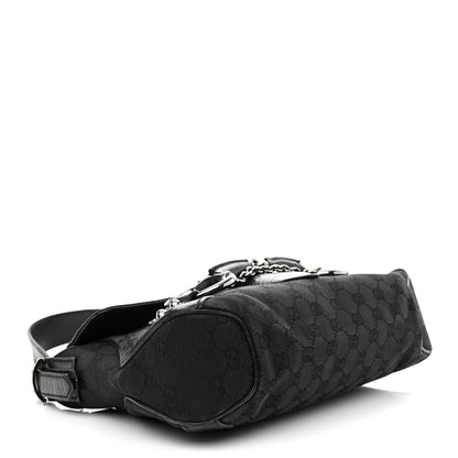 Gucci Monogram Horsebit Chain Flap Shoulder Bag Black 4 of 18