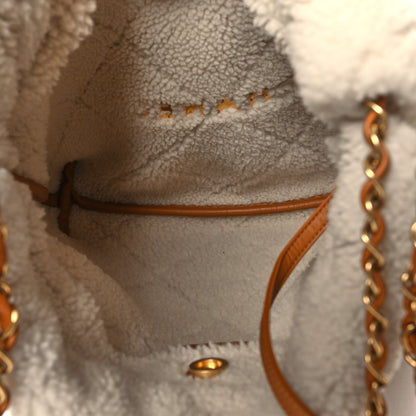 Chanel Suede Shearling Quilted Small Chanel 22 Brown White 6 of 13