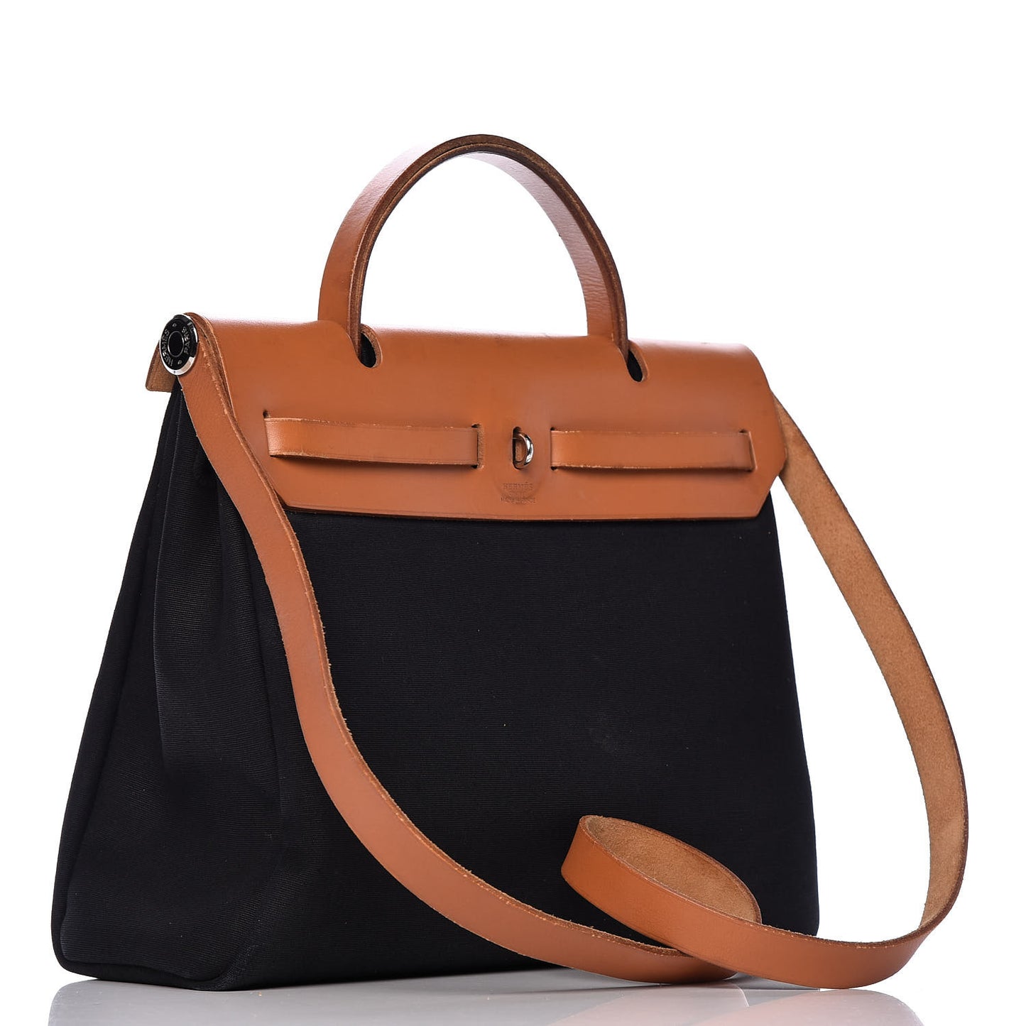 Toile Vache Calfskin Herbag 30 PM Black Natural