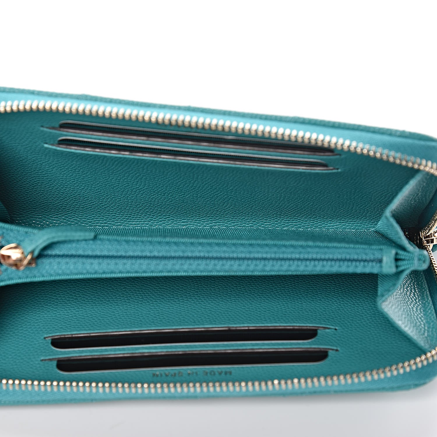 Chanel Caviar Quilted Small Zip Around Wallet Turquoise 5 of 9