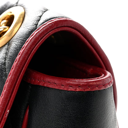 Gucci Vintage Effect Calfskin Matelasse Diagonal Large Torchon GG Marmont Shoulder Bag Black Romantic Cherry 11 of 13