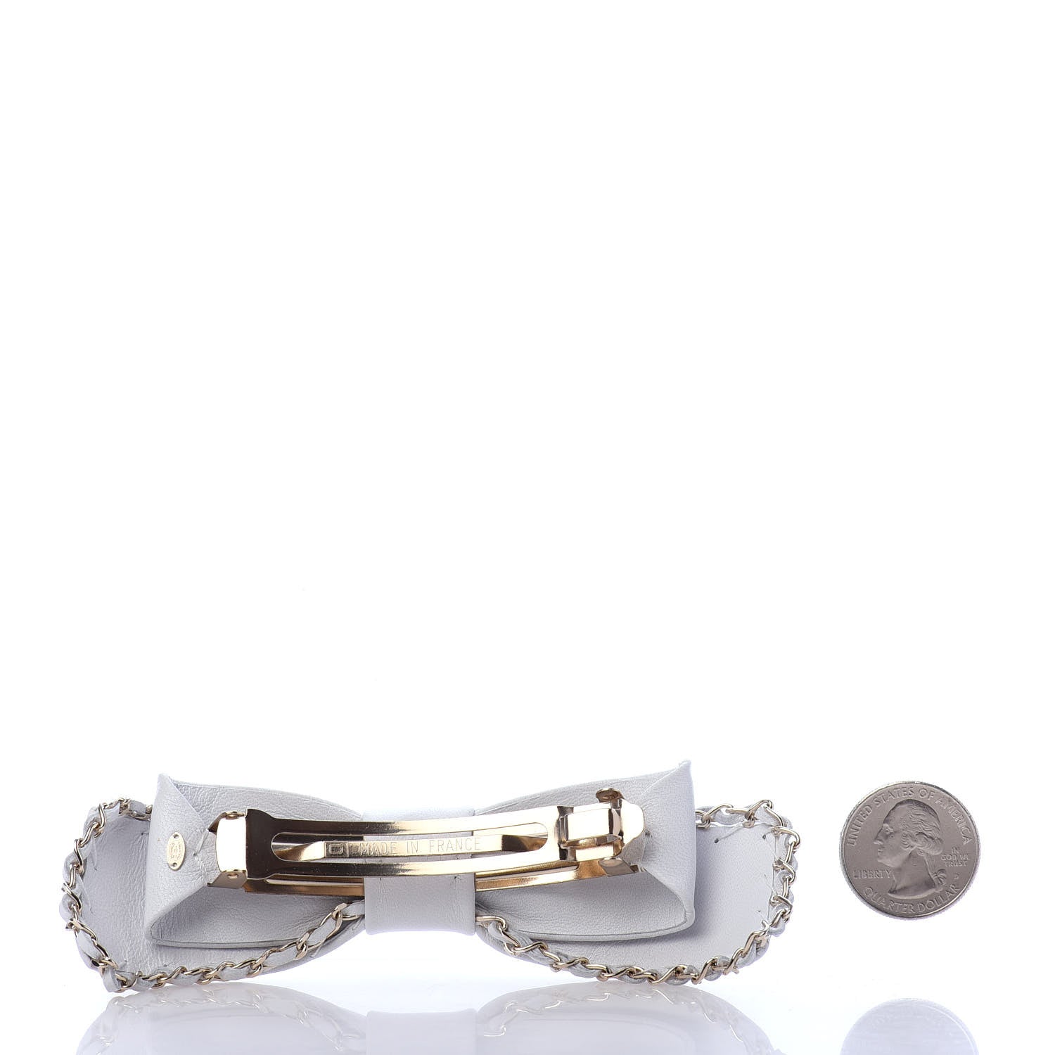 Chanel Lambskin Bow Chain CC Hair Clip White 2 of 3