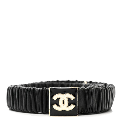 Chanel Lambskin Ruched CC Belt 80 32 Black 1 of 5