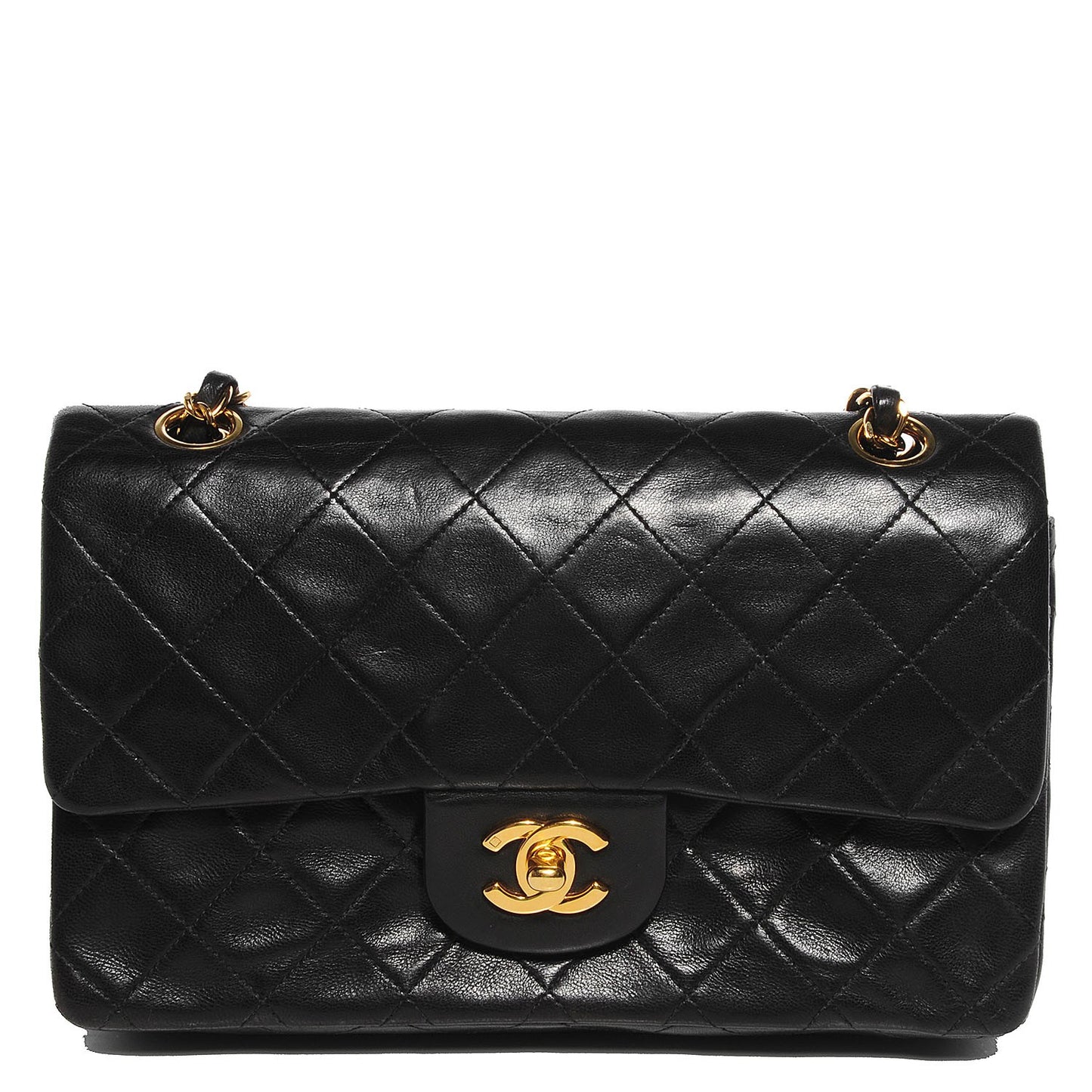 Lambskin Quilted Small Double Flap Black