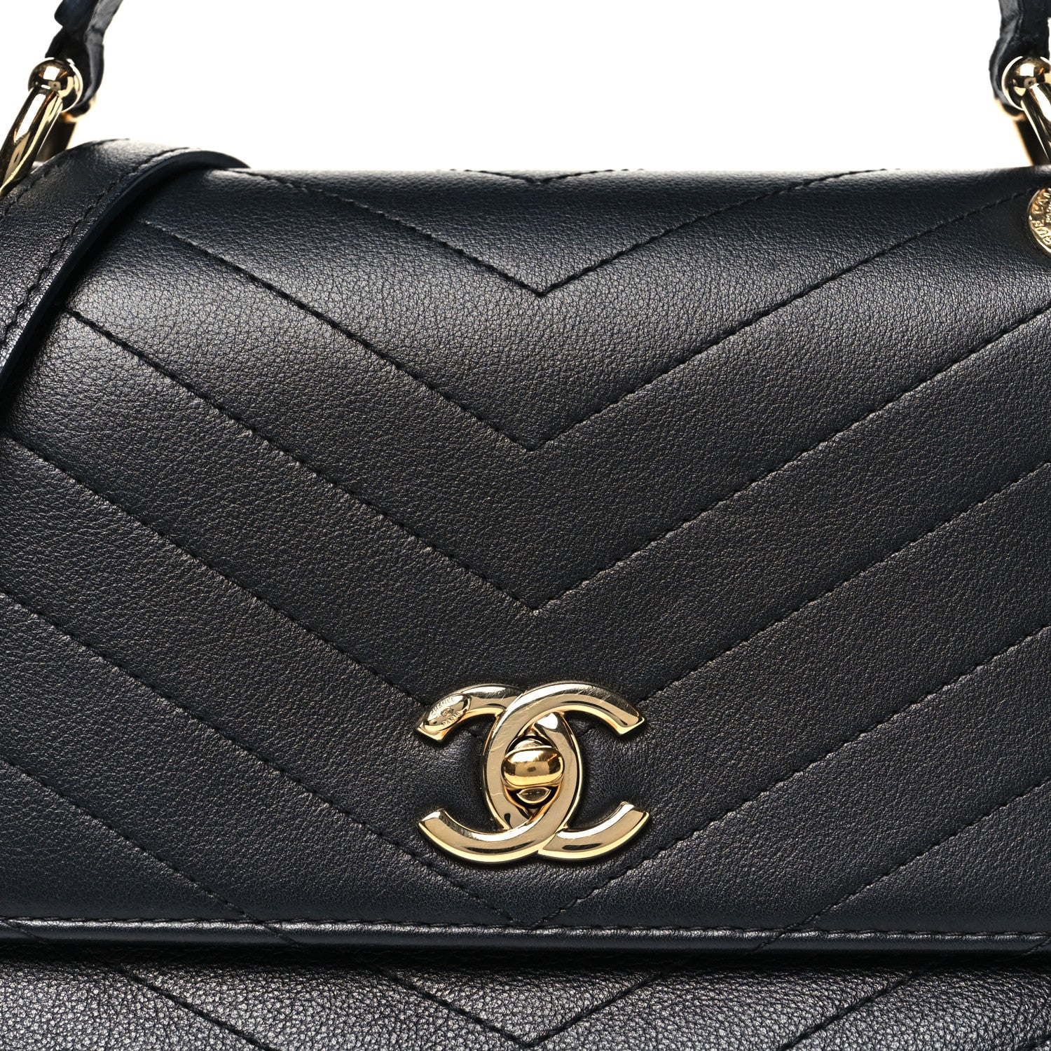 Chanel Grained Calfskin Chevron Stitched Small Chic Top Handle Flap Black 8 of 12