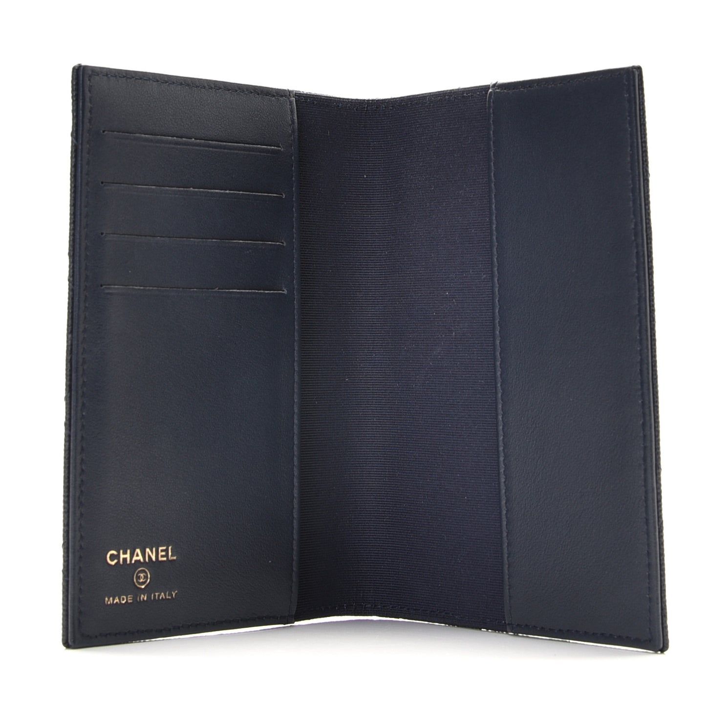 Caviar Quilted Passport Holder Navy Blue