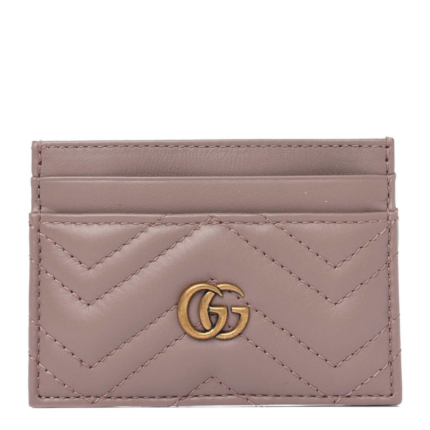 Calfskin Matelasse GG Marmont Card Holder Porcelain Rose