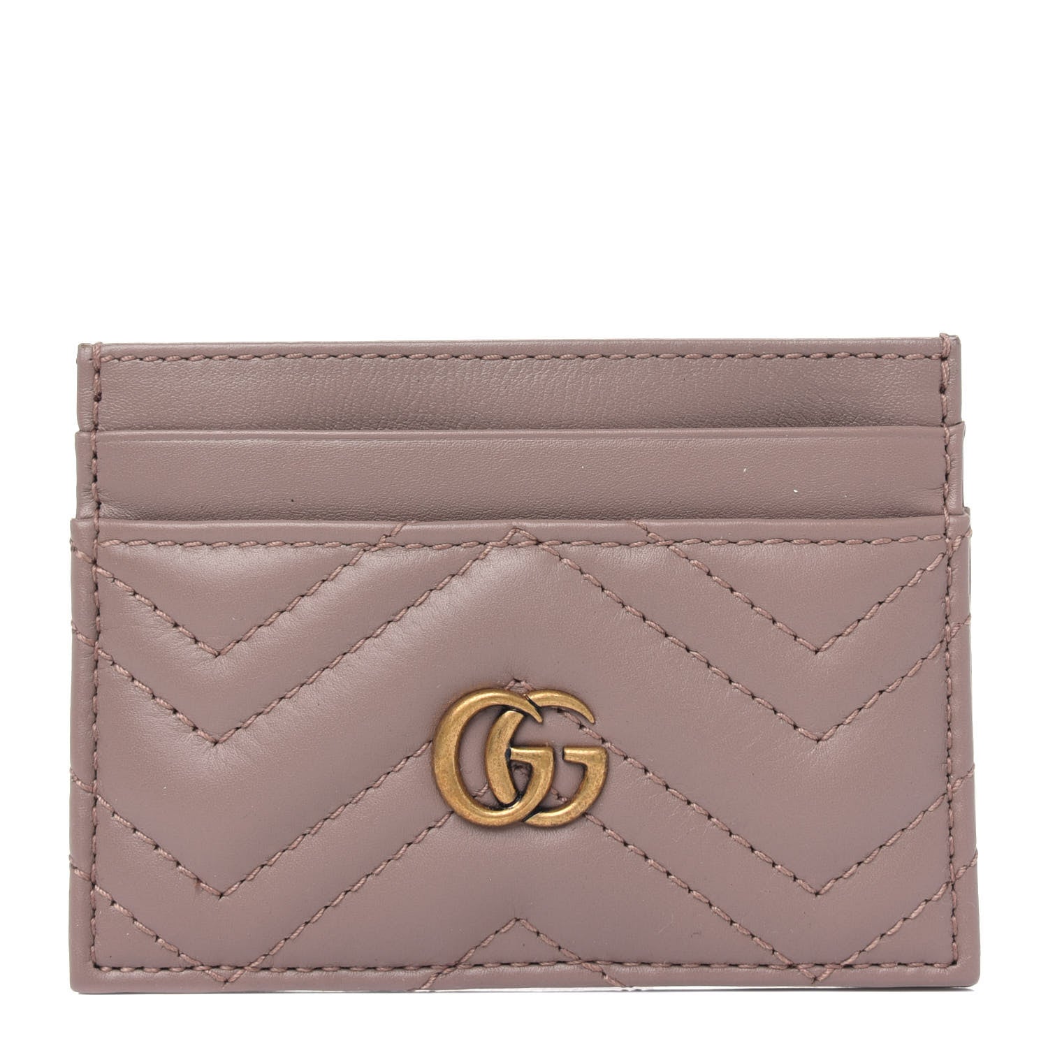 Gucci Calfskin Matelasse GG Marmont Card Holder Porcelain Rose 1 of 5