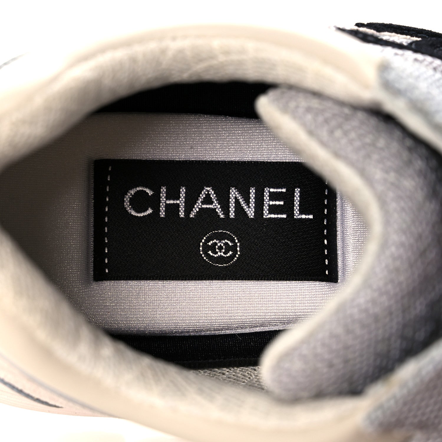 Chanel Mesh Suede Calfskin Grained Calfskin Womens CC Sneakers 37 Grey White Pink 7 of 8
