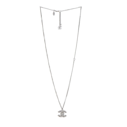 Chanel Crystal Timeless CC Necklace Silver 3 of 9