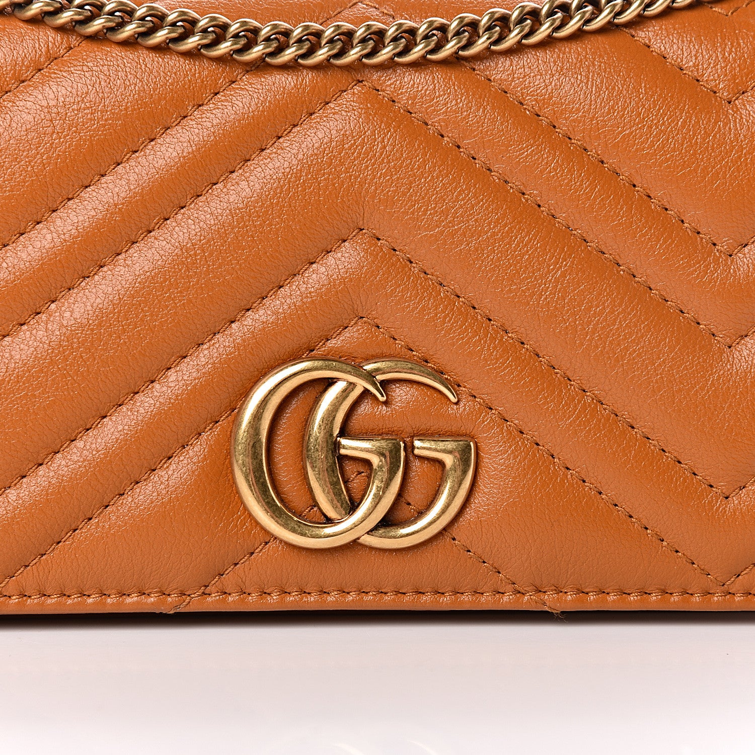 Gucci Calfskin Matelasse GG Marmont Mini Bag Cognac 10 of 11