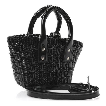 Balenciaga Faux Calfskin Braided Varnished XXS Bistro Basket Black 3 of 9