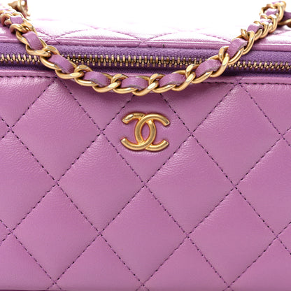 Chanel Lambskin Quilted Pearl Crush Small Vanity Case With Chain Purple 8 of 12