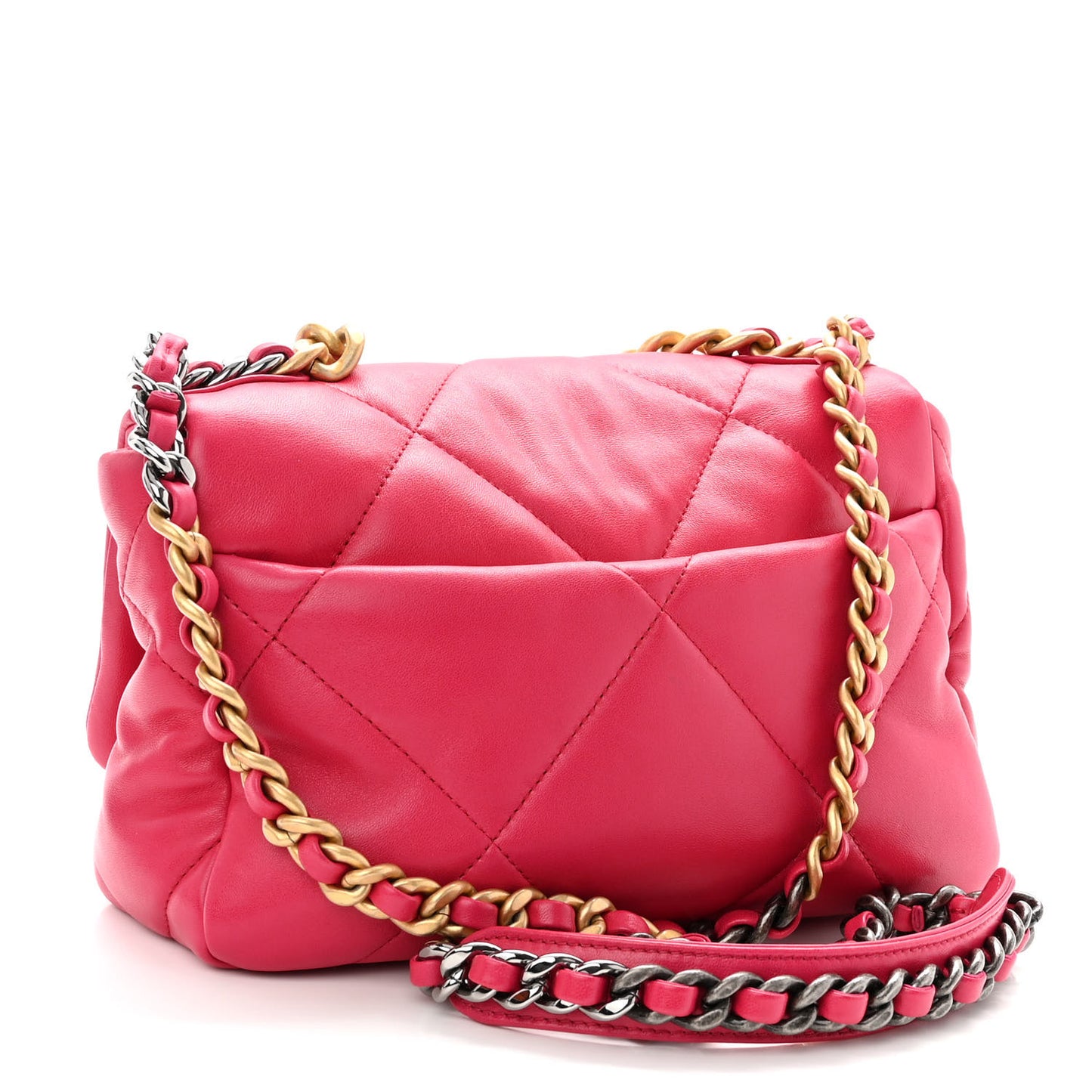 Lambskin Quilted Medium Chanel 19 Flap Dark Pink