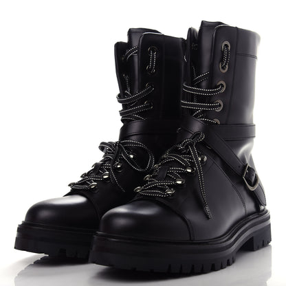 Valentino Garavani Smooth Calfskin Rockstud Buckled 25mm Combat Boots 40 Black 3 of 11