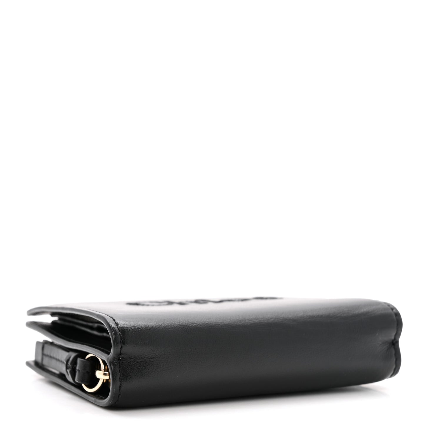 Shiny Calfskin Sense Compact Wallet Black