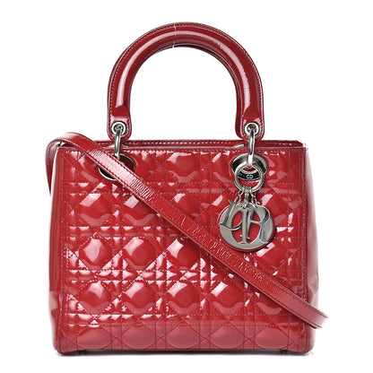 Christian Dior Patent Cannage Medium Lady Dior Red 1 of 11