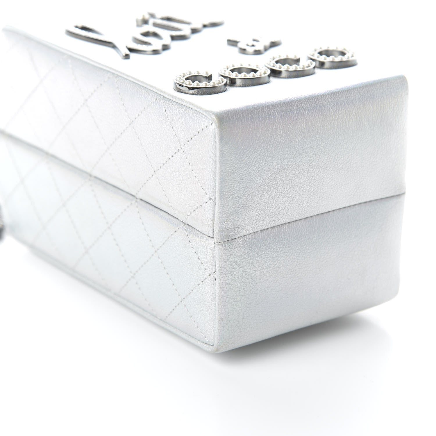 Chanel Metallic Goatskin Lait de Coco Milk Carton Bag Silver 6 of 10