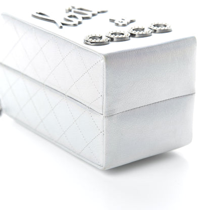 Chanel Metallic Goatskin Lait de Coco Milk Carton Bag Silver 6 of 10