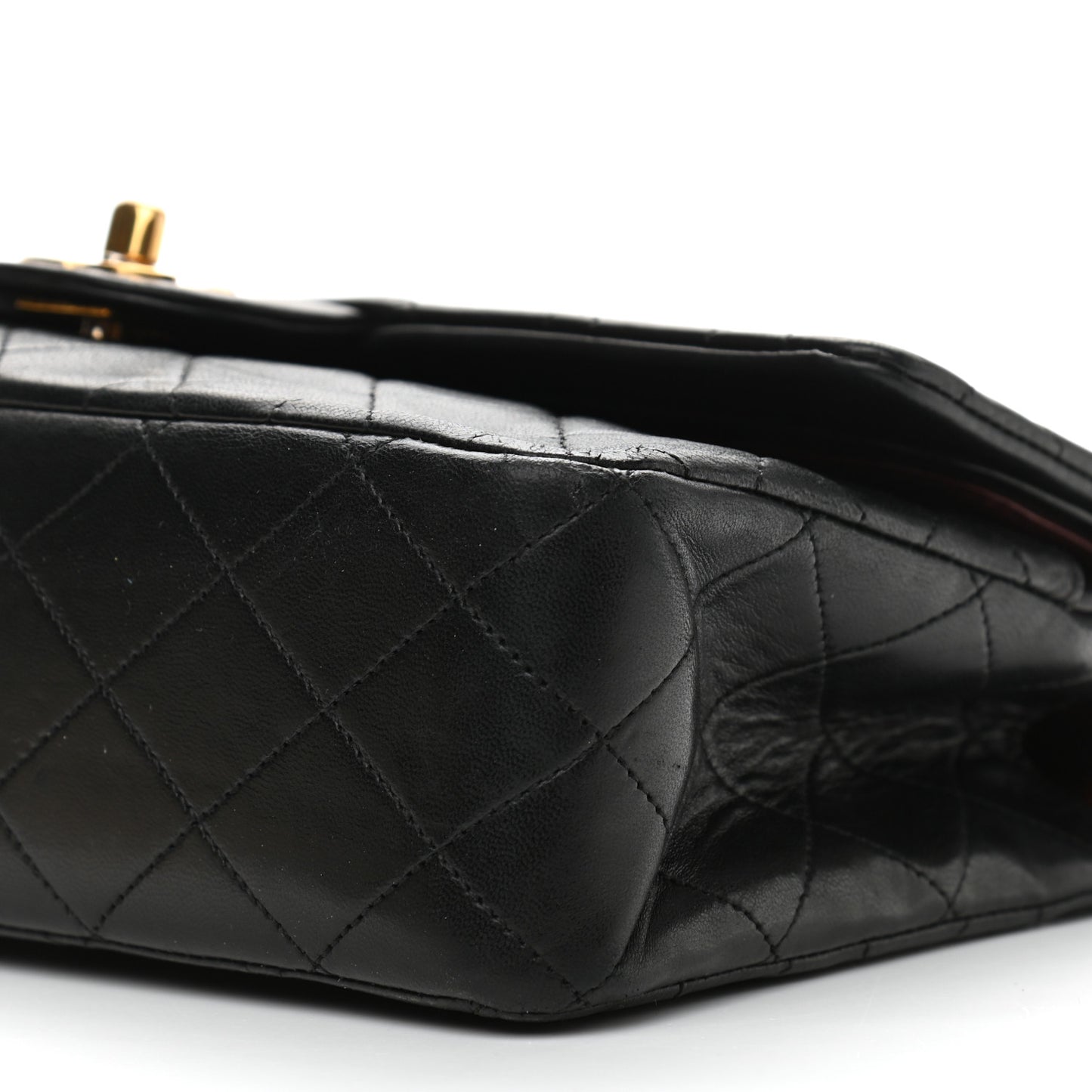 Lambskin Quilted Medium Double Flap Black