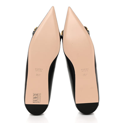 Gucci Nappa Lumiere Deva Horsebit Chain Embellished Flats 35.5 Black 6 of 9