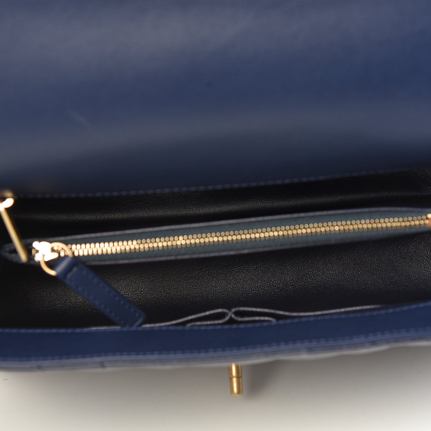 Aged Calfskin Elaphe Chevron Quilted Small Coco Handle Flap Navy