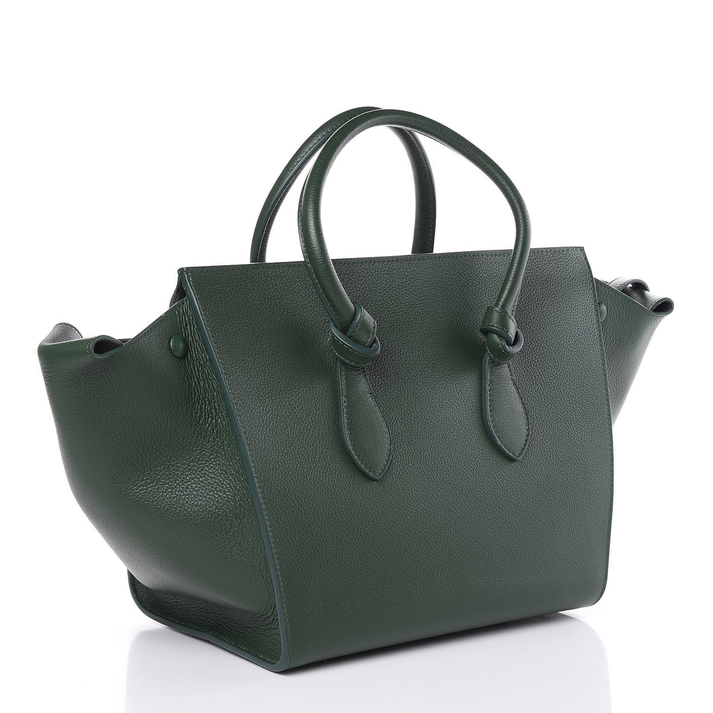 Crisped Calfskin Medium Tie Knot Tote Dark Green