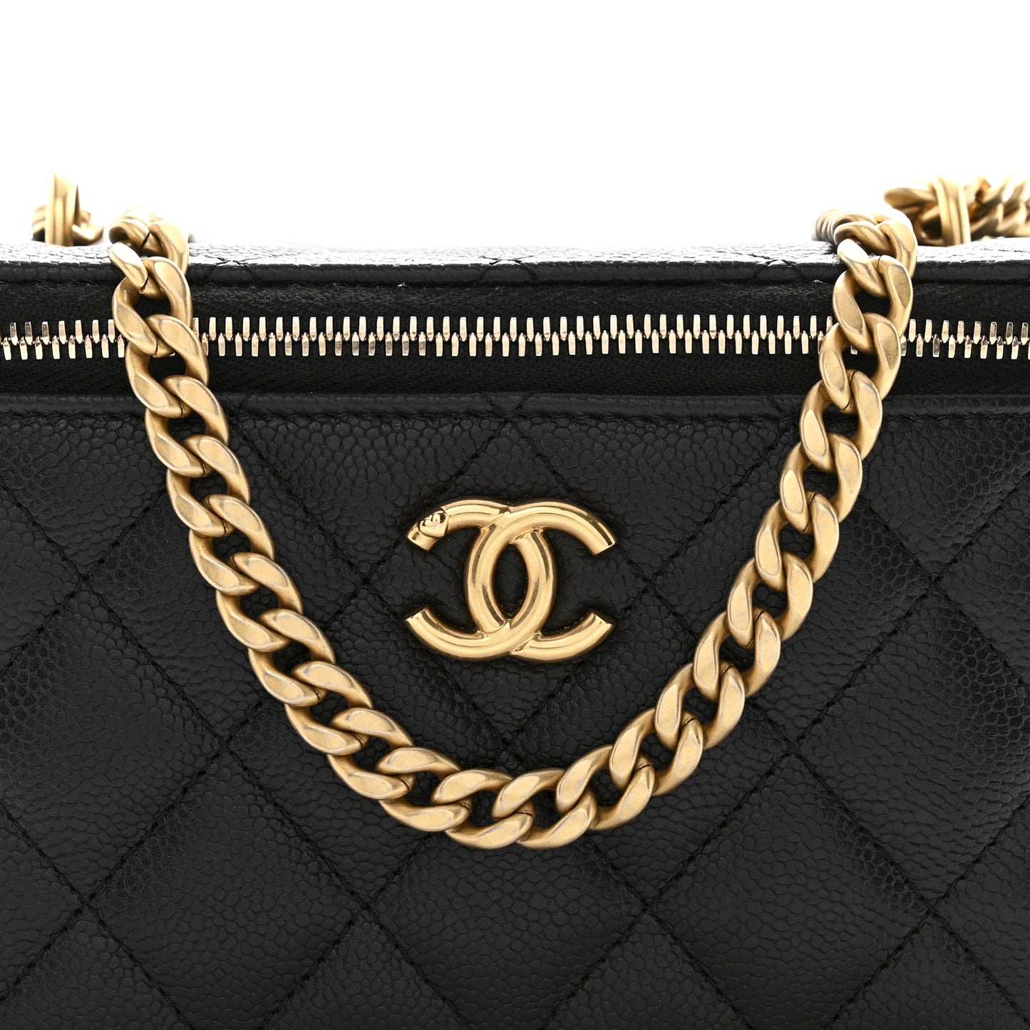 Caviar Quilted Sweetheart Vanity Case Black