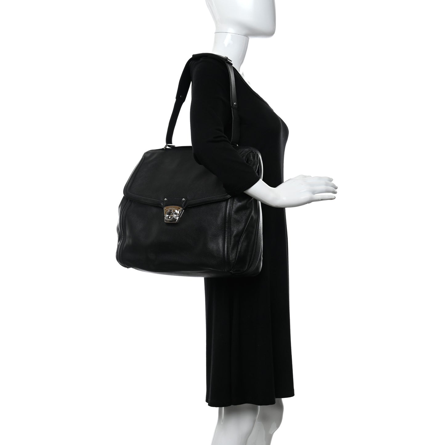 Hammered Calfskin Satchel Black