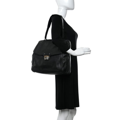 Salvatore Ferragamo Hammered Calfskin Satchel Black 2 of 10