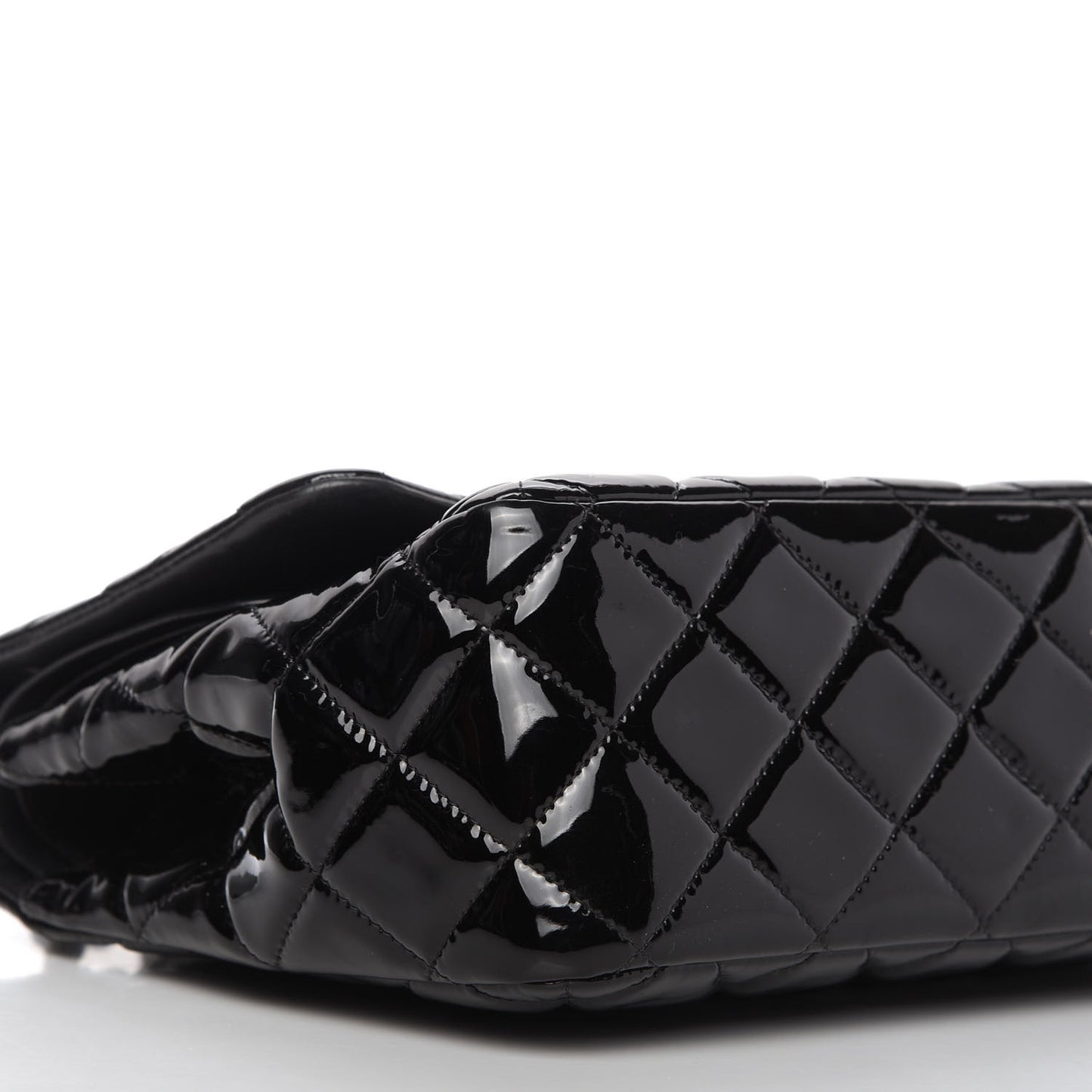 Patent Quilted Jumbo Double Flap Black