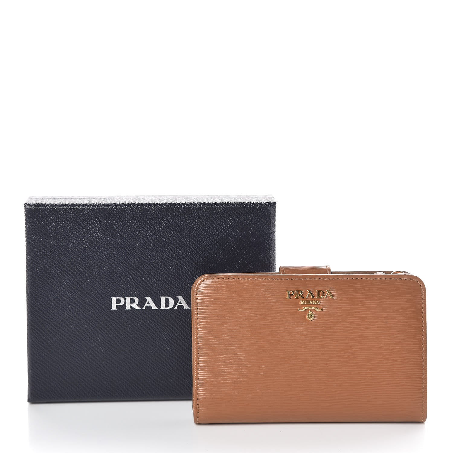 Prada Vitello Move Compact Wallet Caramel 8 of 8