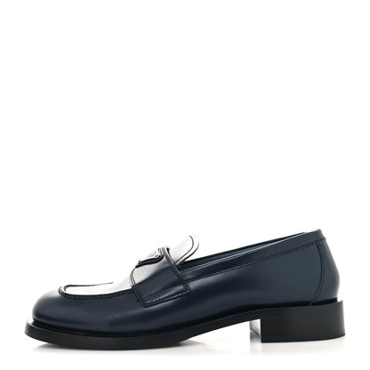 Prada Spazzolato Logo 20mm Loafers 37 Bleu 1 of 7