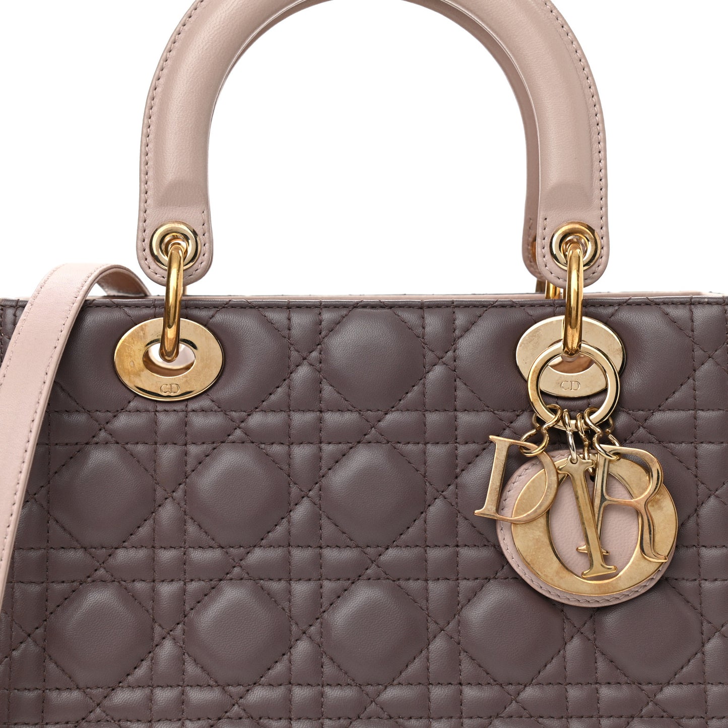Lambskin Cannage Medium Tri-Color Lady Dior Brown