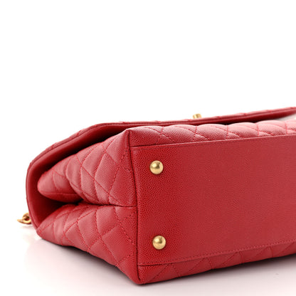 Chanel Caviar Quilted Small Coco Handle Flap Red 9 of 10