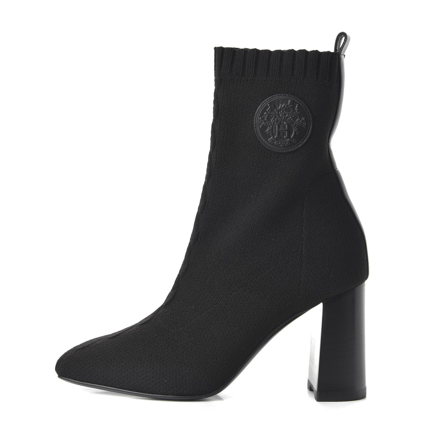 Knit Calfskin Volver Ankle Boots 37.5 Black