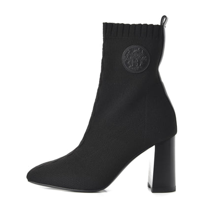 Hermes Knit Calfskin Volver Ankle Boots 37.5 Black 1 of 7