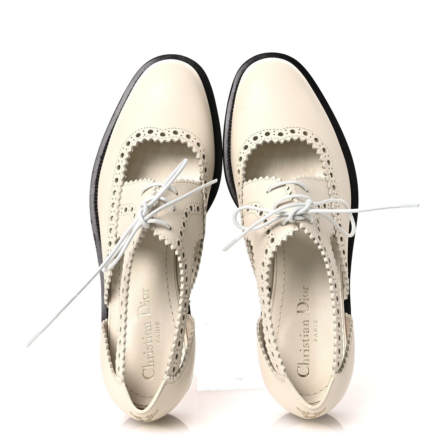 Calfskin Cut Out Teddy-D Oxford Flats 36 Off White