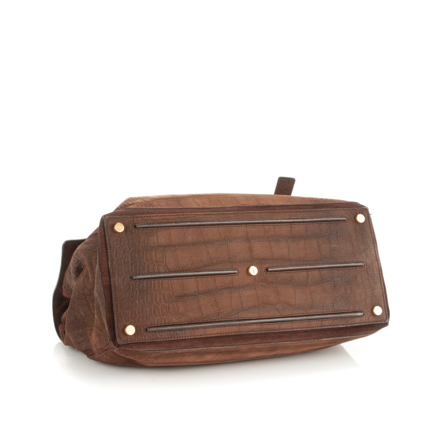 Crocodile Embossed Nubuck Calfskin Medium Muse Two Cocoa