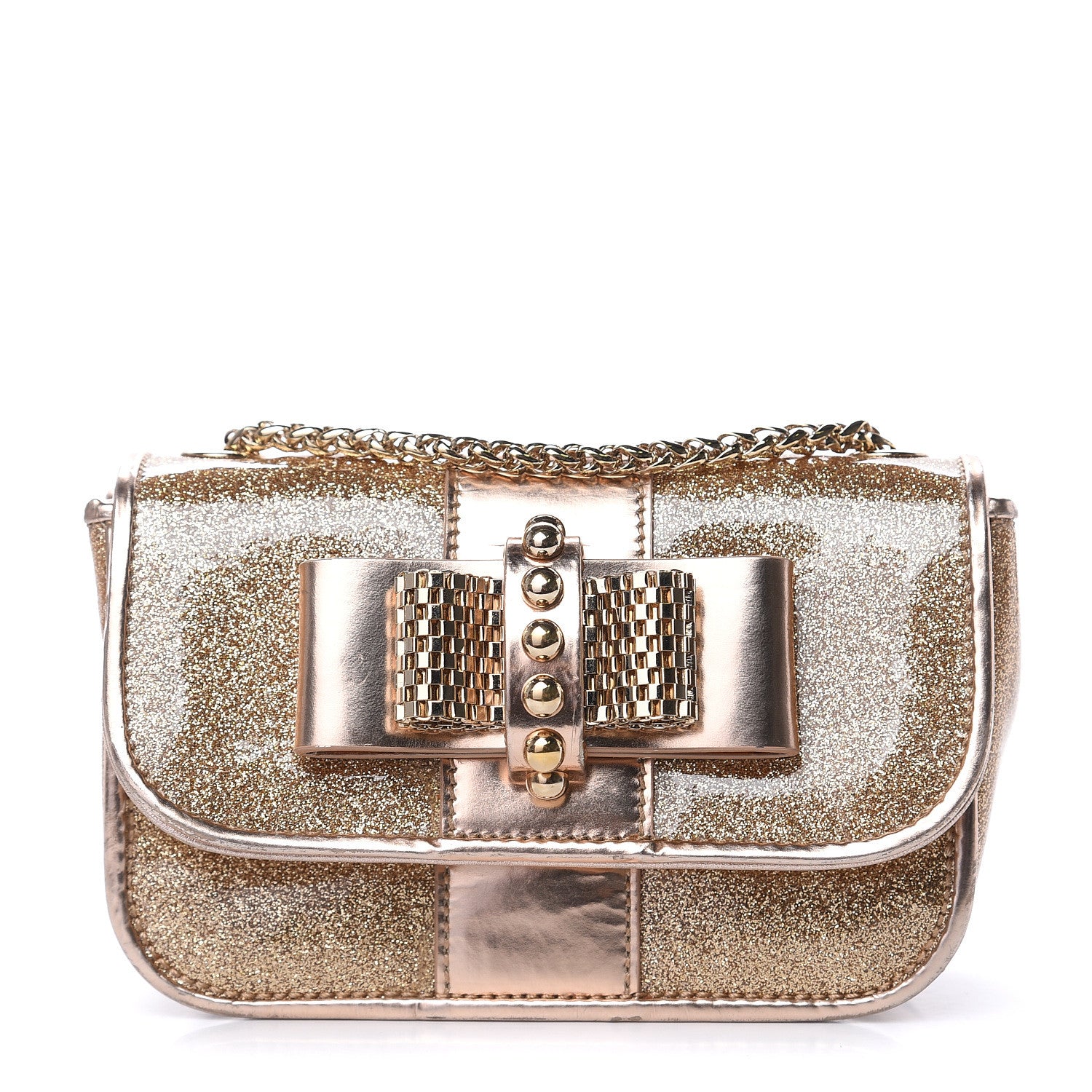 Christian Louboutin Mini Glitter PVC Specchio Sweety Charity Crossbody Bag Nude 1 of 12