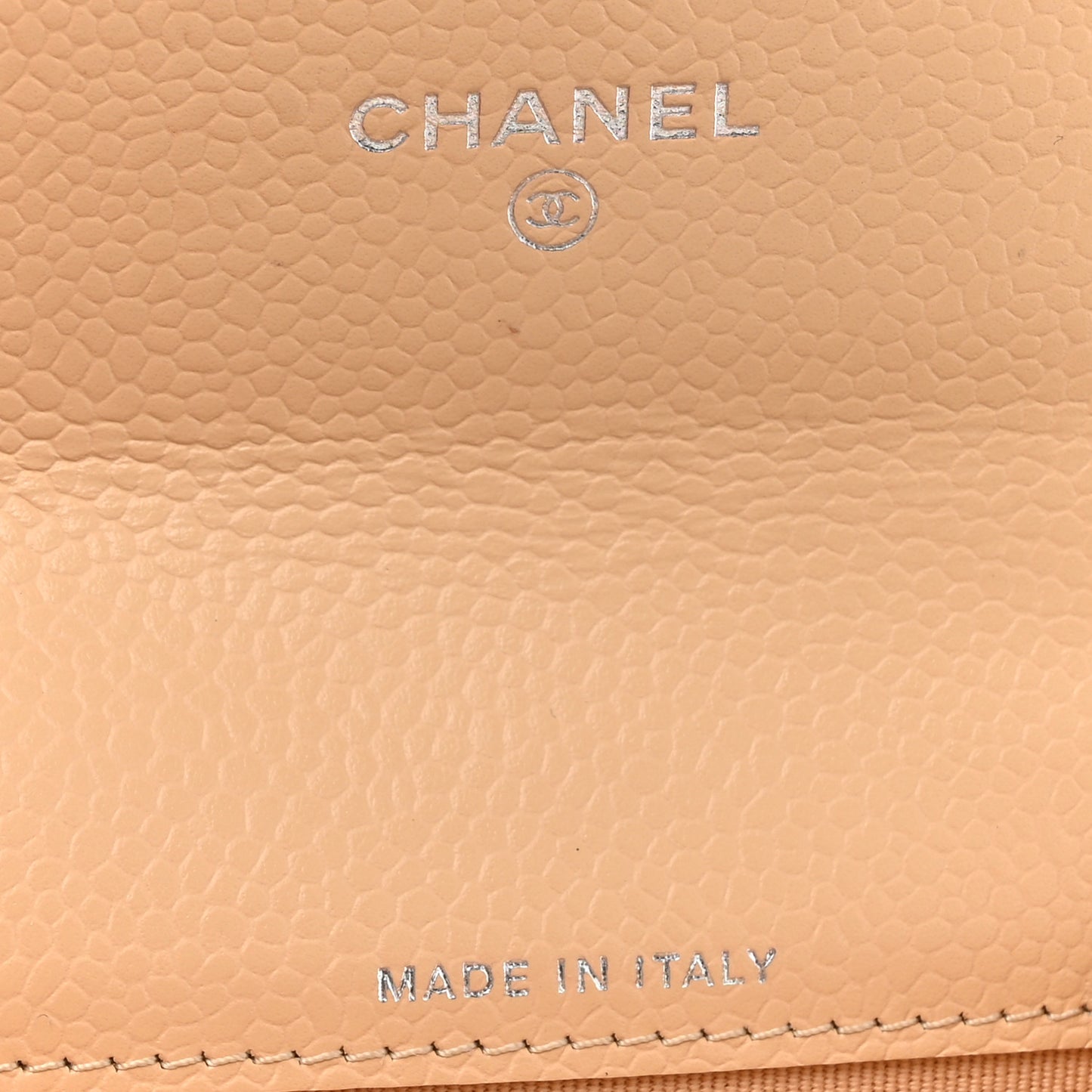 Caviar Quilted Flap Card Holder Wallet Beige